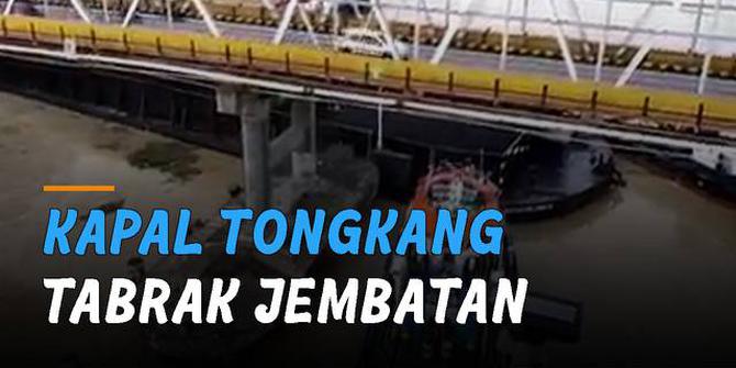 VIDEO: Viral Kapal Tongkang Tabrak Pondasi Jembatan Mahakam