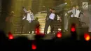 TVXQ tampil menghibur penonton saat konser perdana bertajuk Circle di ICE BSD, Tangerang, Sabtu (31/8/2019). Boyband TVXQ dengan personel Shim Changmin dan U-Know Yunho membawakan 20 lagu dihadapan penggemarnya yang akrab disapa Cassiopeia. (Liputan6.com/Fery Pradolo)