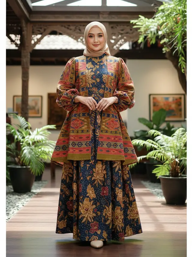 8 Model Gamis Batik Kombinasi Vest yang Sedang Viral: Modis, Modern dan Cocok untuk Berbagai Acara