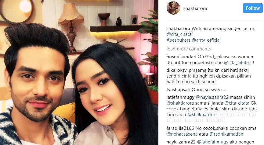 Cita Citata dan Shakti Arora [foto: www.instagram.com/cita_citata]