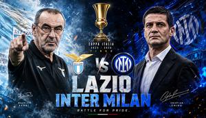 Cover prediksi Lazio versus Inter Milan di final Coppa Italia. (Bola.com/AI Generated)