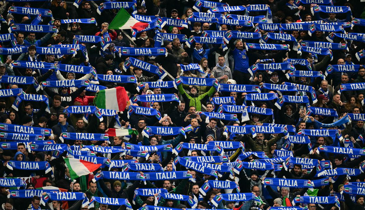 Kemenangan ini membuat Italia selangkah lagi masuk ke Piala Dunia 2026. Mereka harus mengalahkan Bosnia-Herzegovina pada 31 Maret mendatang. (AFP/Stefano Rellandi)