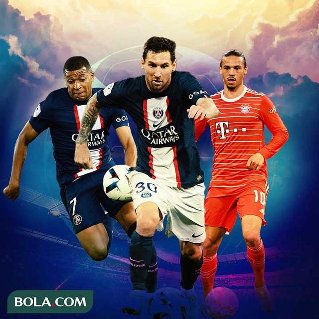 Liga Champions - Kylian Mbappe, Lionel Messi, Leroy Sane