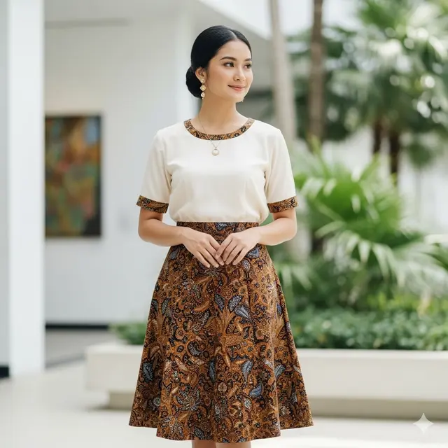 Padu padan rok batik a line (Image by Gemini AI)