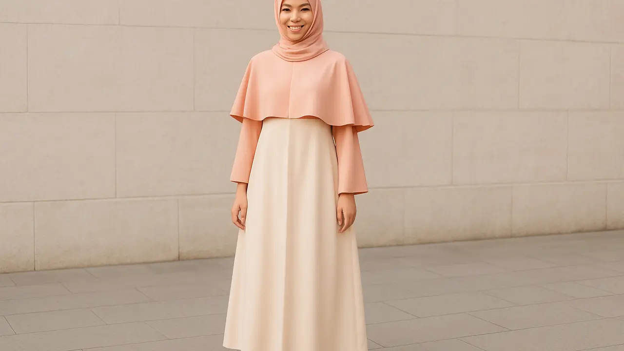 Model Gamis Polos Kombinasi 2 Warna (Foto: ChatGPT)