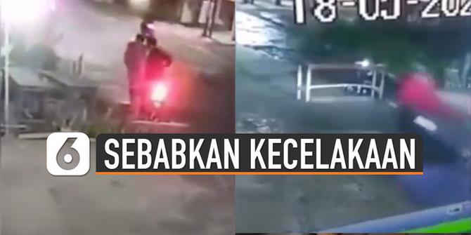 VIDEO: Viral Aksi Jahil Taruh Meja di Tengah Jalan Gelap, Berakibat Kecelakaan