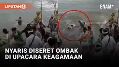 Ngeri! Wanita ini Nyaris Diseret Ombak saat Upacara Keagamaan di Bali