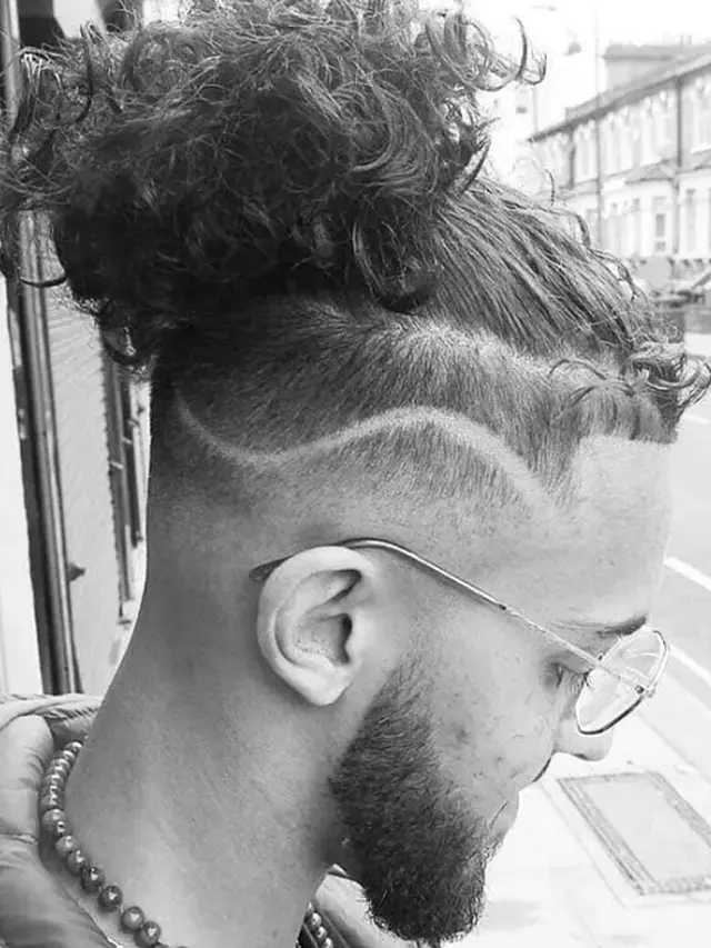 Curly Undercut with Man Bun