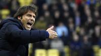 Kemenangan itu memperpanjang rekor Antonio Conte yang belum mengalami kekalahan sejak menangani Tottenham dalam delapan pertandingan pertamanya. (AP/Rui Vieira)