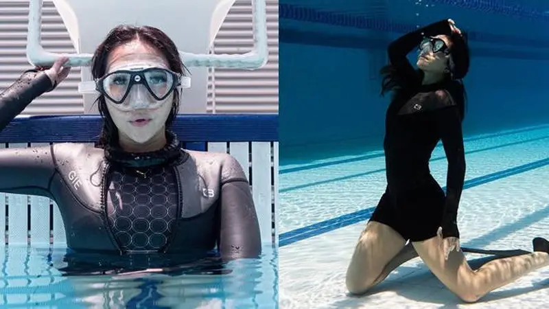 7 Pose Gisella Anastasia di Kolam Renang, Tekuni Olahraga Diving