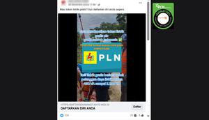 Tangkapan layar klaim link pendaftaran cara mendapatkan token listrik gratis selama enam bulan yang beredar di Facebook.