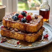 French toast pakai susu oat. [AI Generated]