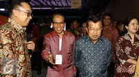 Wakil Presiden RI Jusuf Kalla saat menghadiri Indonesia Broadcasting Expo (IBX) 2016 di Balai Kartini, Jakarta, Jumat (21/10). Perhelatan IBX 2016 merupakan ke-3 kalinya acara tersebut digelar. (Liputan6.com/Helmi Afandi)