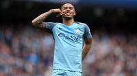Striker Manchester City, Gabriel Jesus, rayakan gol ke gawang Leicester City (foto: Man City Twitter)