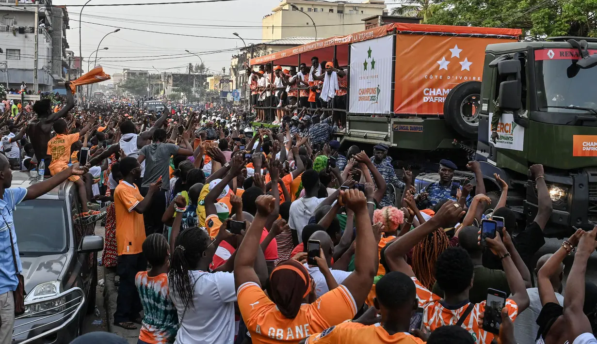 Pantai Gading menjadi juara Piala Afrika usai menundukkan Nigeria 2-1 di laga final. (Issouf SANOGO/AFP)