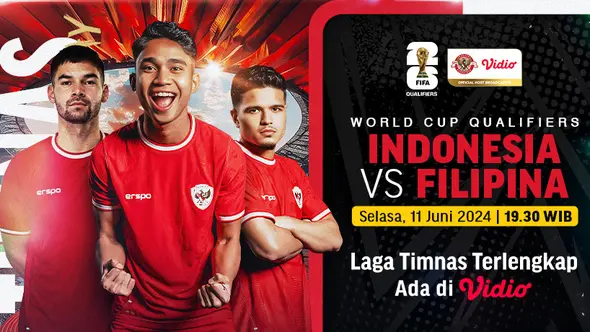 Link Siaran Langsung Timnas Indonesia vs Filipina Kualifikasi Piala Dunia 2026 di Vidio. (Sumber: dok. vidio.com)