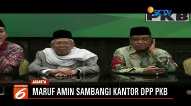 Usai dideklarasikan sebagai cawapres pendamping Jokowi, Ma'ruf Amin sambangi DPP PKB ditemani Said Aqil Siradj.