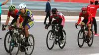 Pebalap Indonesia, Elan Riyadi, gagal menyelesaikan balapan di kelas Men Elite Individual Road Race Asian Cycling Championship 2017. (dok. Istimewa)