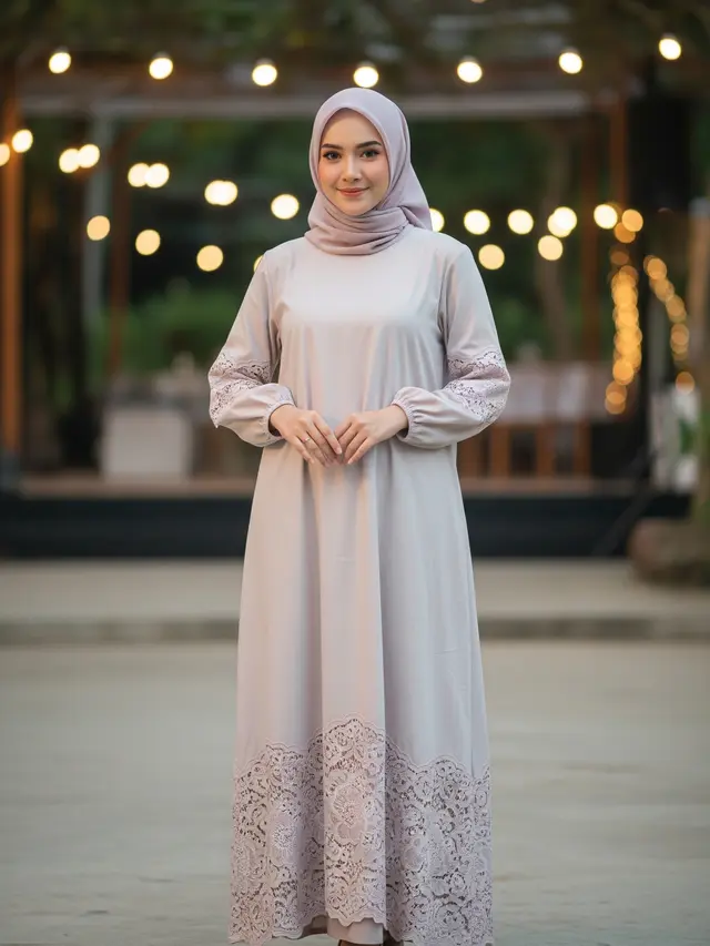 Dress Panjang Katun Kombinasi Lace Muslim (Gemini)