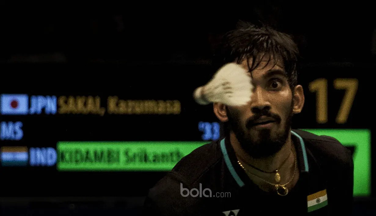 Cukup dua set, Kidambi Srikanth berhasil menyudahi perlawanan dari wakil jepang tersebut. (Bola.com/Vitalis Yogi Trisna)