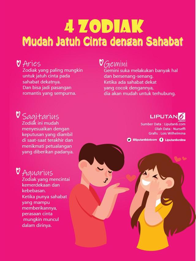 Infografis 4 Zodiak Mudah Jatuh Cinta dengan Sahabat