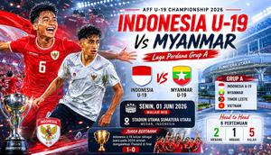 Cover prediksi Timnas Indonesia U-19 versus Myanmar U-19 di Piala AFF U-19 2026. (Bola.com/AI Generated)