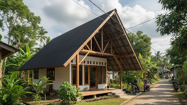 Desain Atap Pelana dengan Material Ekspos