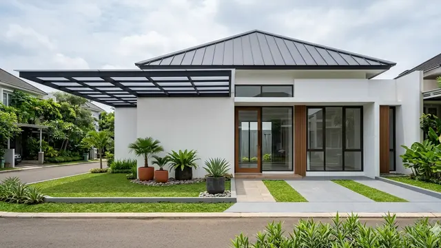 Desain Rumah Kecil 6x10 dengan Taman Depan Mini dan Kanopi. Gemini