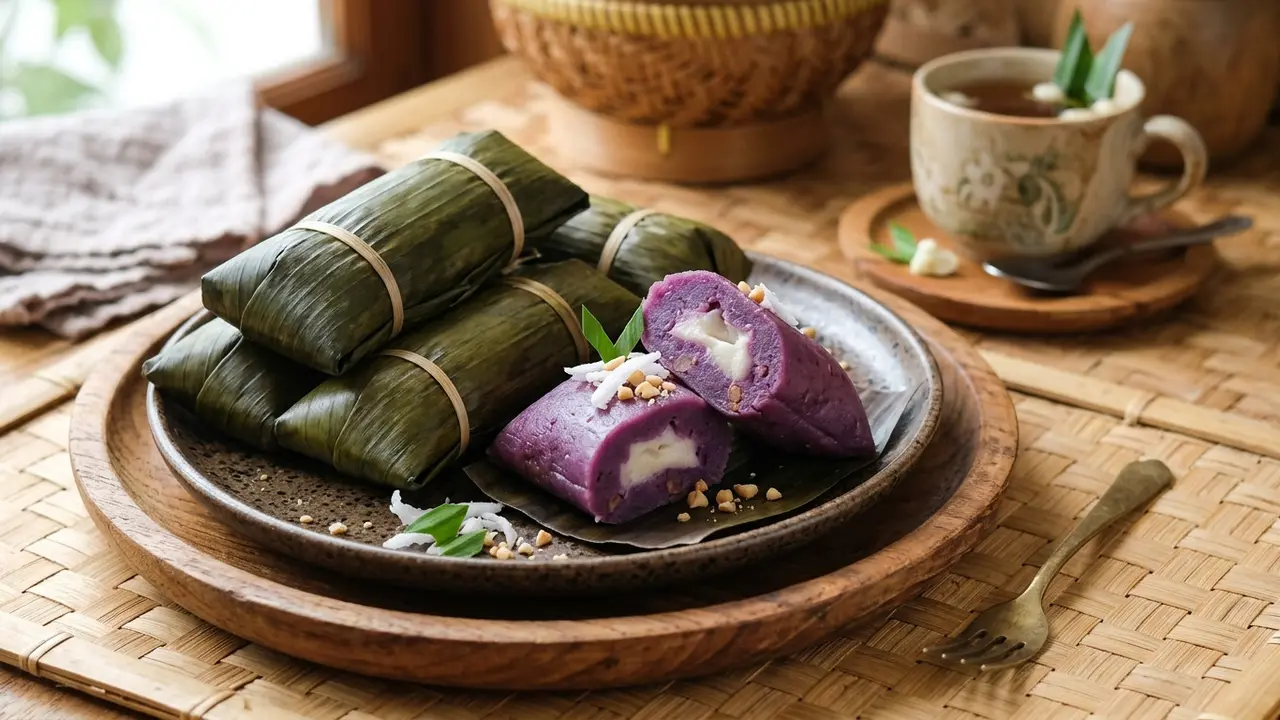 Resep nagasari ubi ungu (AI Generated)