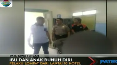 Wanita berusia 30 tahun dan bayi dalam gendongannya tewas seketika setelah melompat dari lantai 10 hotel milik Wakil Bupati Pati tersebut.