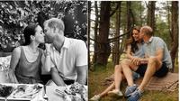 Potret Valentine Kate Middleton dan Pangeran William serta Meghan Markle dan Pangeran Harry. (dok. Instagram @princeandprincessofwales dan Instagram @meghan)