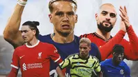 Premier League - Noni Madueke, Emile Smith Rowe, Sofyan Amrabat, Darwin Nunez, Mykhailo Mudryk (Bola.com/Adreanus Titus)