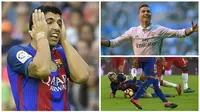 Pencetak Gol Terbanyak La Liga 2016-2017 hingga Pekan 10 dipimpin oleh dua pemain Barcelona, Lionel Messi dan Luis Suarez. (AFP-Reuters)