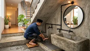 10 Model Tempat Wudhu di Bawah Tangga untuk Rumah Minimalis, Hemat Ruang dan Estetik