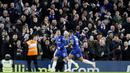 Gelandang Chelsea, Eden Hazard, melakukan selebrasi usai membobol gawang Bournemouth pada laga Piala Liga Inggris di Stadion Stamford Bridge, Kamis (20/12). Chelsea menang 1-0 atas Bournemouth. (AP/Alastair Grant)