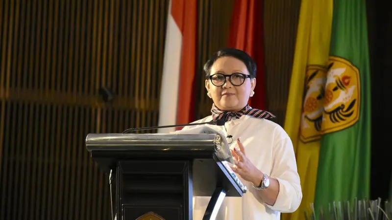 Menteri Luar Negeri RI Retno Marsudi di DiploFest, Bandung 19 Desember 2018 (Afra Augesti / Liputan6.com)