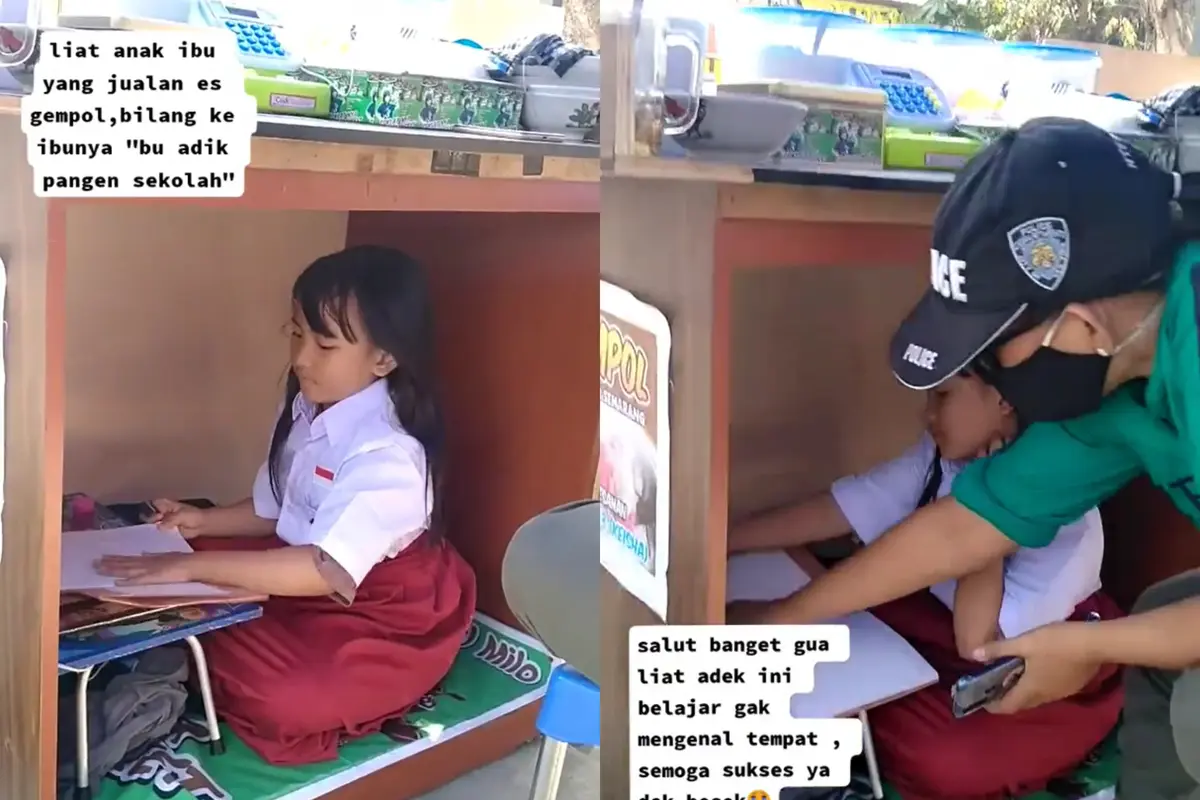 Perjuangan seorang anak menjalani kelas daring.