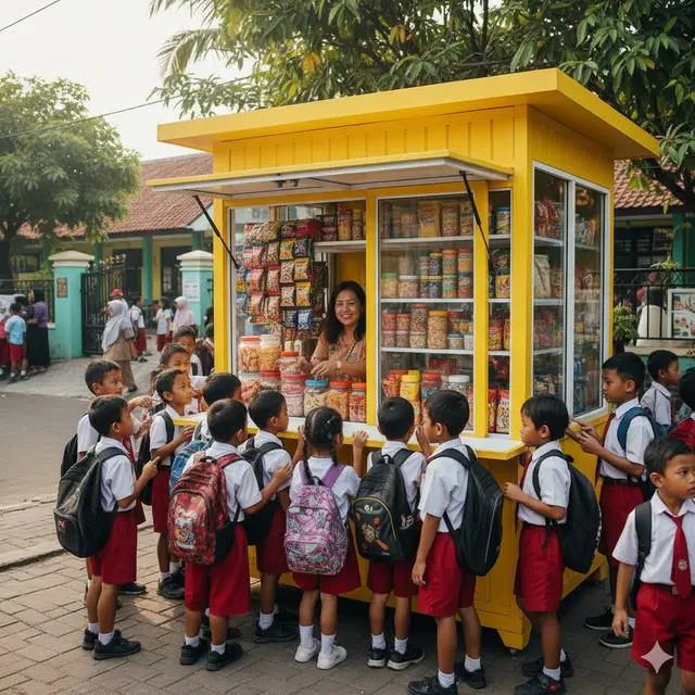 Desain Warung Jajan Anak Sekolah Paling Kreatif. Gemini
