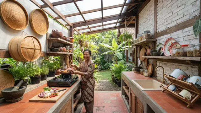 Model Dapur Terbuka dengan Atap Transparan