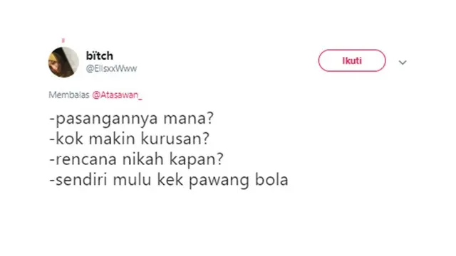 Cuitan kocak (Sumber: Twitter/ElisxxWww)