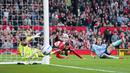 Hasil ini membuat Man United mengemas 34 poin dari 28 laga dan mereka kini menempati peringkat 14 klasemen sementara Liga Inggris 2024/2025. (AP Photo/Dave Thompson)