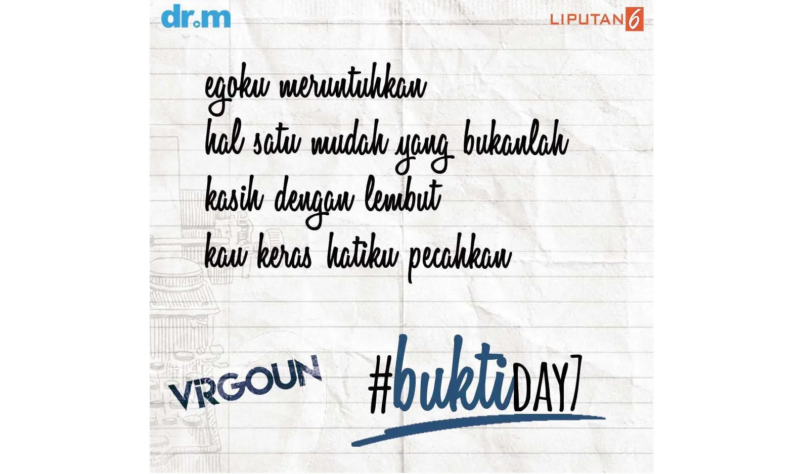 Puzzle lirik lagu baru Virgoun, Bukti Day 6. (DR M)