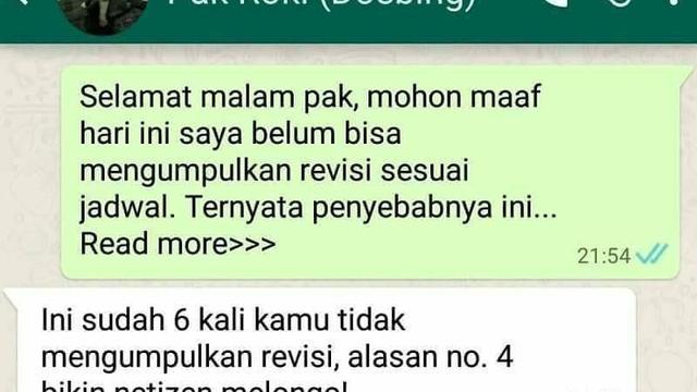 6 Chat Dosen Iseng saat Dihubungi Mahasiswa Malam Hari Ini Bikin Ngakak