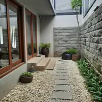 Taman Kering Minimalis dengan Batu Koral (Liputan6.com/MetaAi)