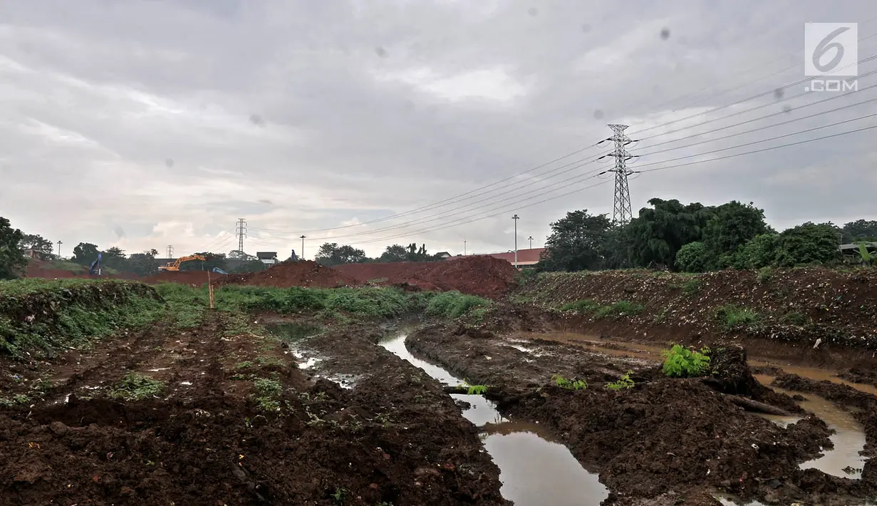 Pemandangan proyek pengerjaan Waduk Kampung Rambutan, Jakarta, Kamis (26/4). (Merdeka.com/Iqbal Nugroho)