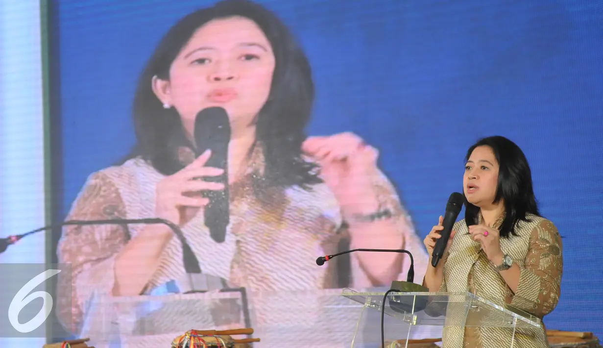 Menko PMK Puan Maharani memberikan pidato saat peresmian Paviliun Tower B rumah sakit Siloam Karawaci, Tanggerang, Selasa (1/12). Paviliun B ini khusus melayani program kesehatan daerah, Multiguna serta BPJS. (Liputan6.com/Faisal R Syam)