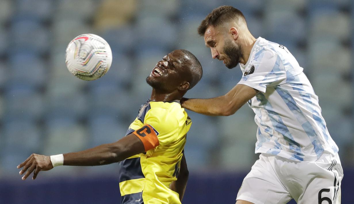 Tim Tango berhasil menang dengan skor telak tiga gol tanpa balas atas Ekuador. (Foto:AP/Andre Penner)