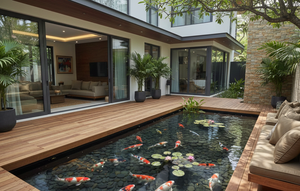 Model Kolam Ikan Koi Minimalis Depan Rumah (Foto: Gemini AI)