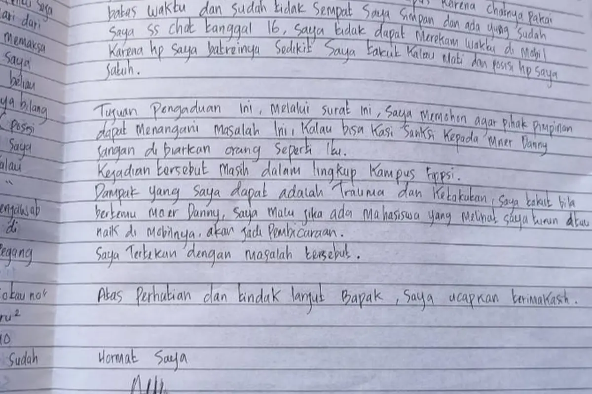 Surat berisi curhatan mahasiswi Manado sebelum tewas gantung diri