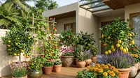 8 Kombinasi Bunga Hias dan Tanaman Buah dalam Pot yang Bikin Teras Rumah Serasa Kebun Mini